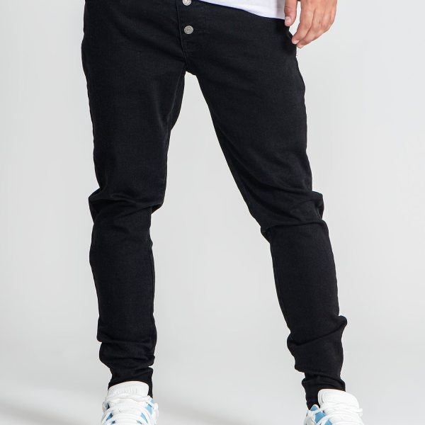 Black Button Up Zipper Jeans